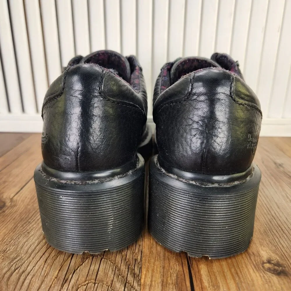 Dr Martens Keani Oxford Shoes Womens Sz 7 Black Leather Chunky Lace Up Platform